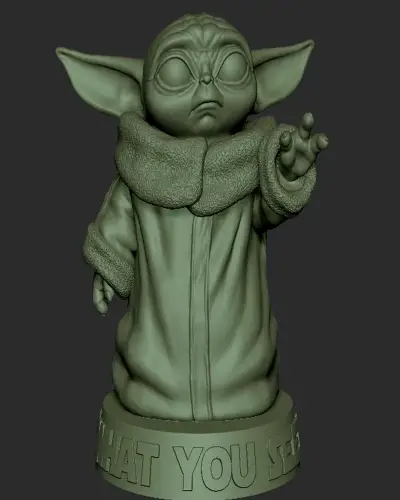 Estátua Baby Yoda impressa em 3D